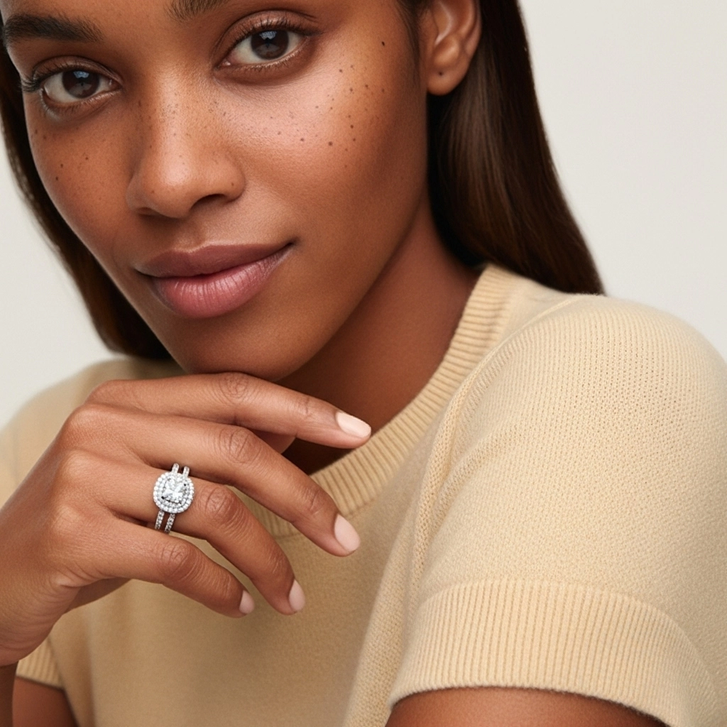 1.00ct Moissanite Ensemble nuptial Platine