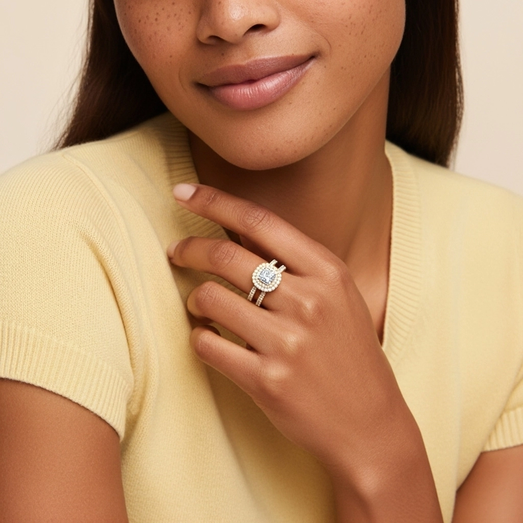 1.00ct Moissanite Ensemble nuptial Argent sterling 925