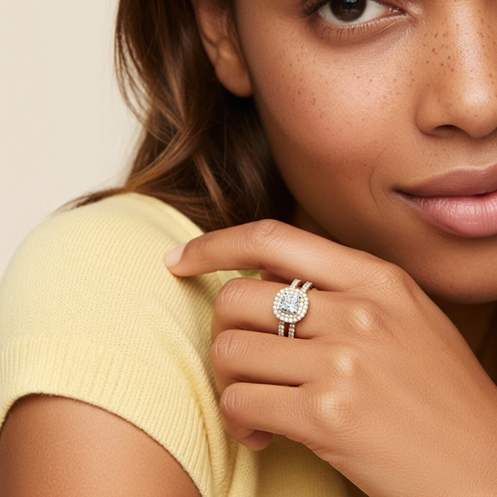 1.00ct Moissanite Ensemble nuptial Argent sterling 925