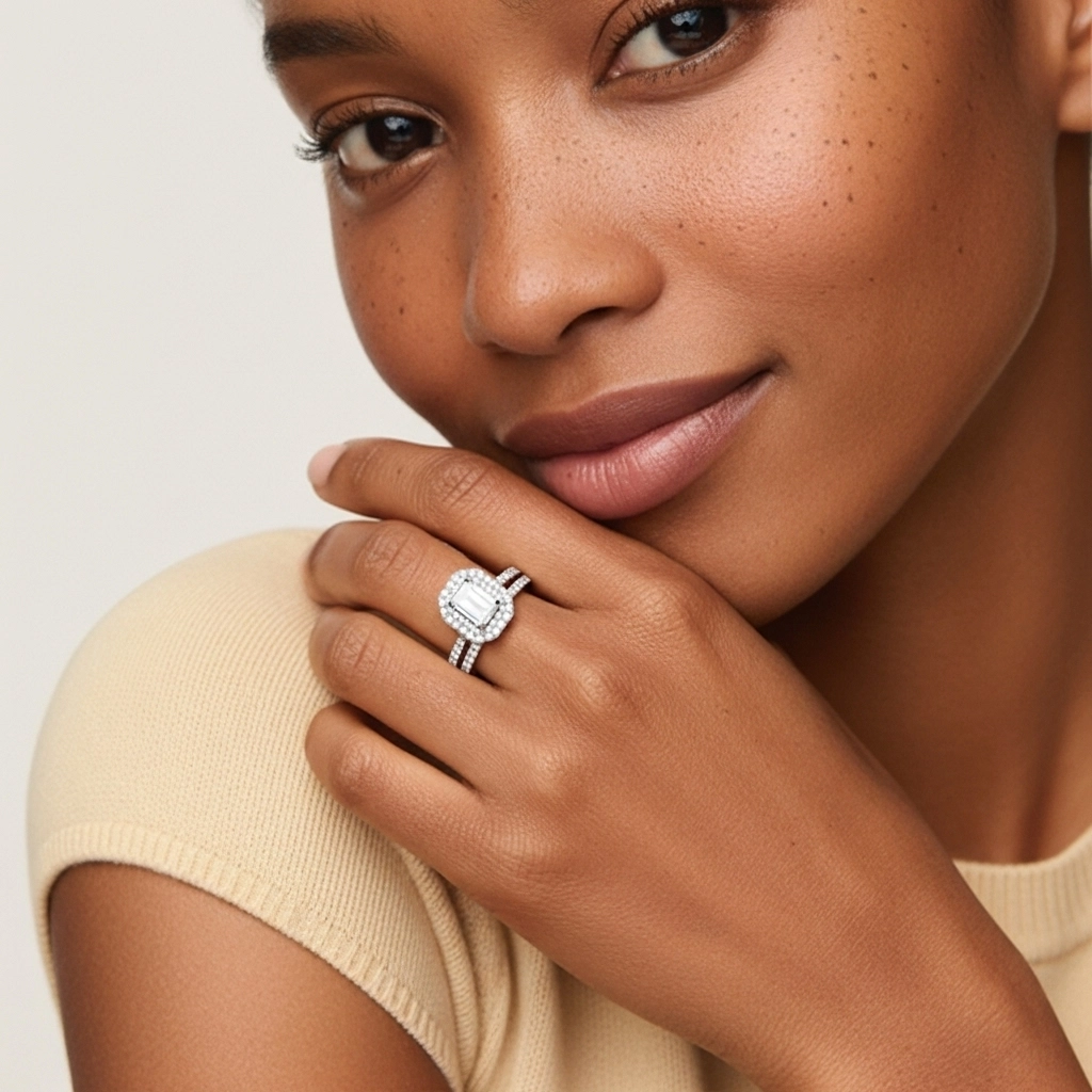 1.00ct Moissanite Ensemble nuptial Platine