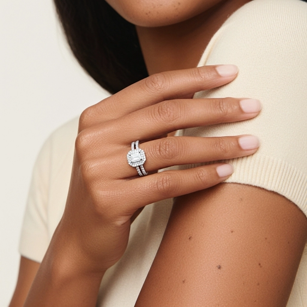 1.00ct Moissanite Ensemble nuptial Platine