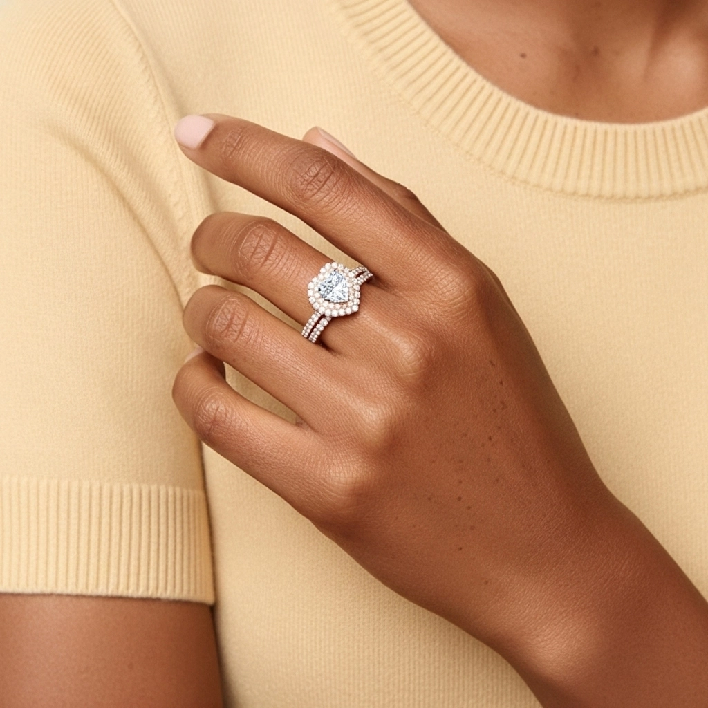 1.00ct Moissanite Ensemble nuptial Argent sterling 925