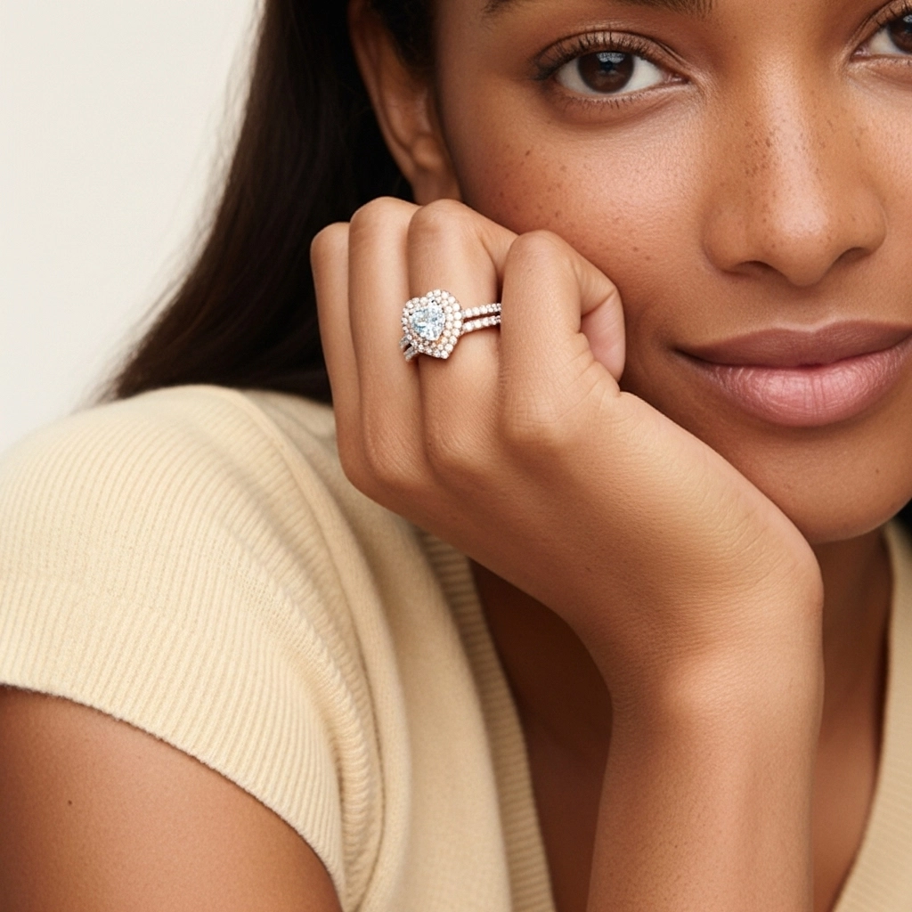 1.00ct Moissanite Ensemble nuptial Argent sterling 925