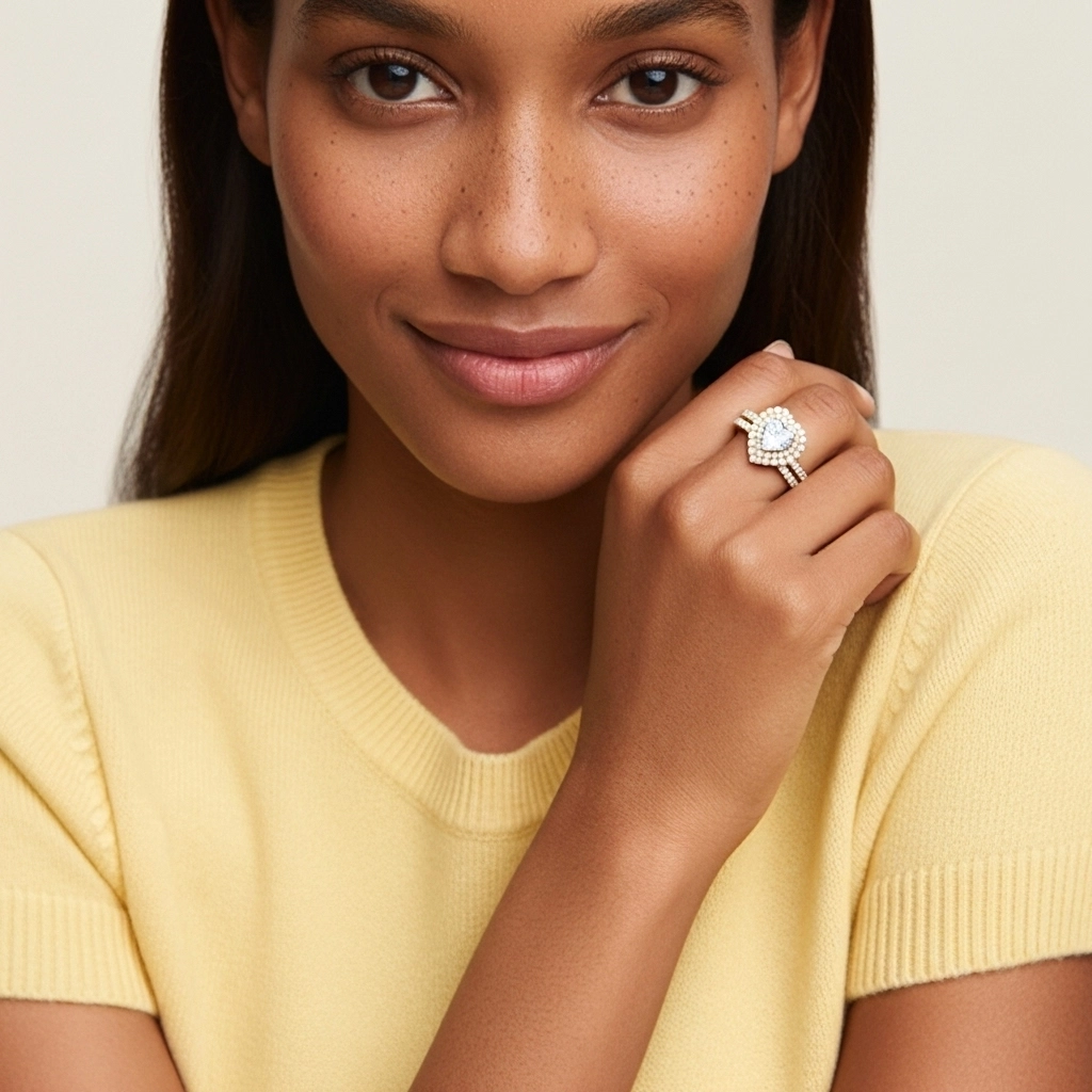 1.00ct Moissanite Ensemble nuptial Argent sterling 925