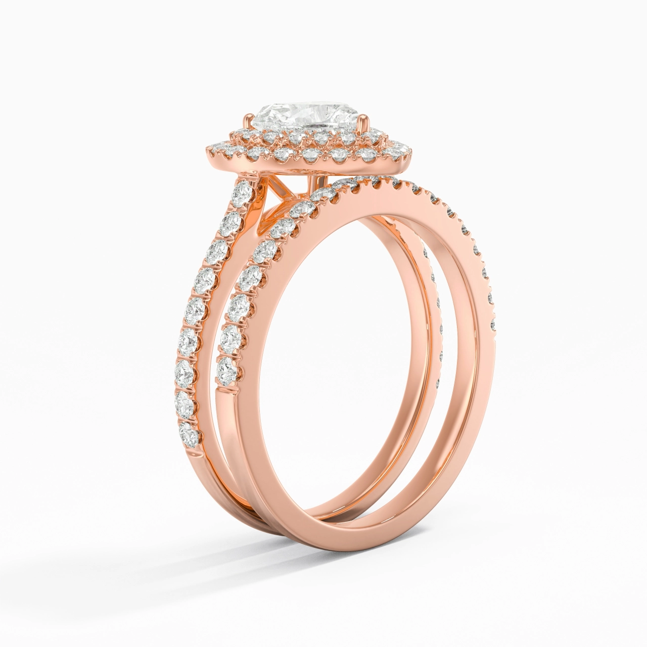 1.00ct Moissanite Bridal Set 14K Rose Gold
