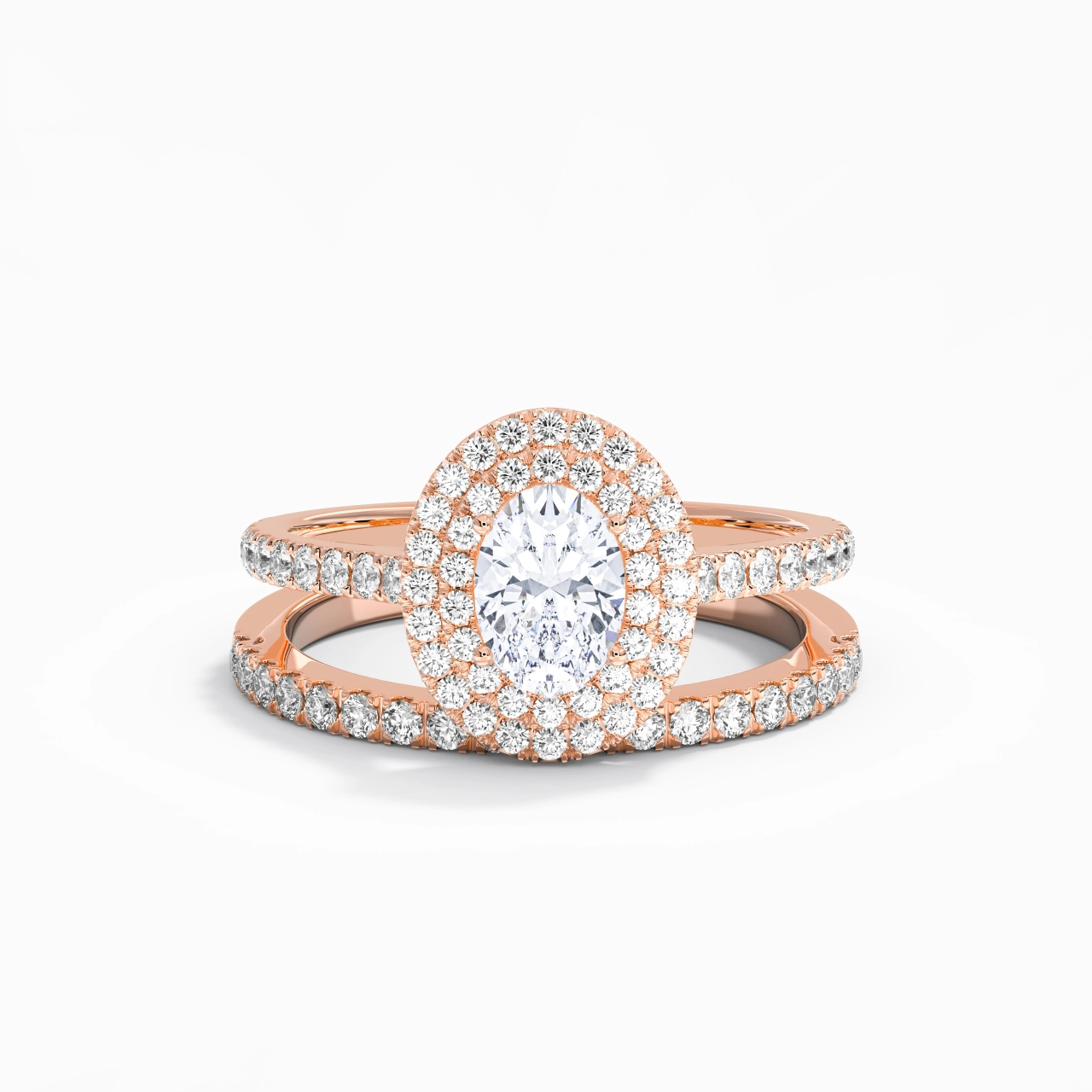 1.00ct Moissanite Bridal Set 14K Rose Gold