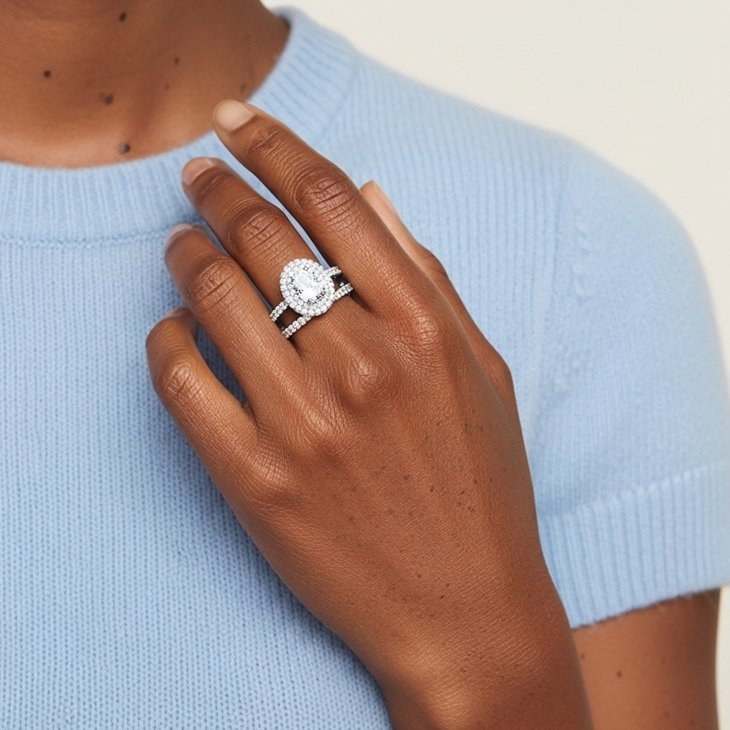 1.00ct Moissanite Ensemble nuptial Argent sterling 925