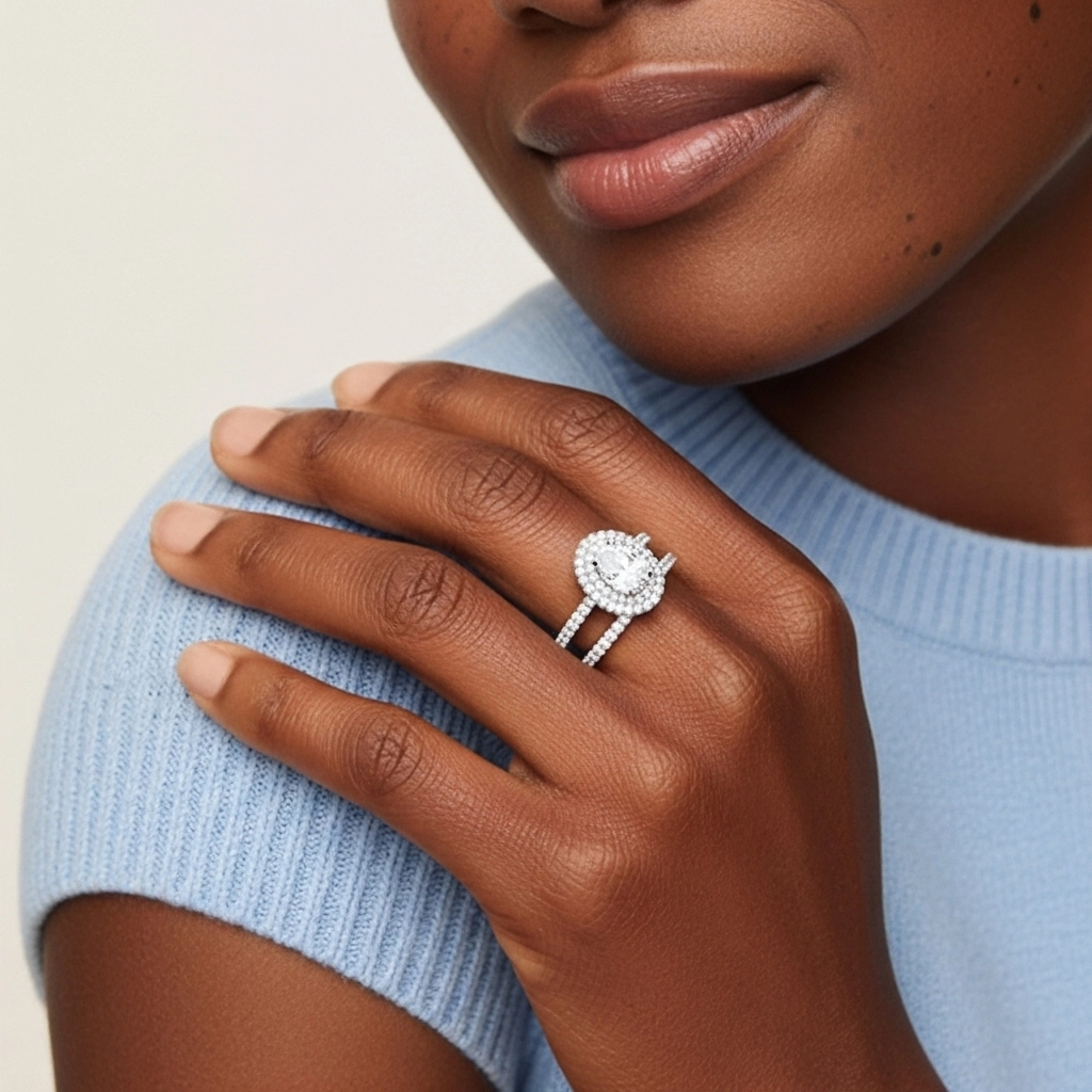 1.00ct Moissanite Ensemble nuptial Argent sterling 925