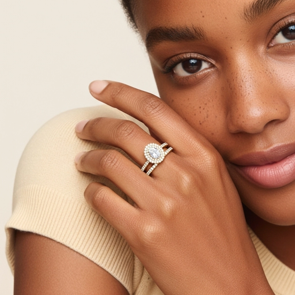 1.00ct Moissanite Ensemble nuptial Argent sterling 925