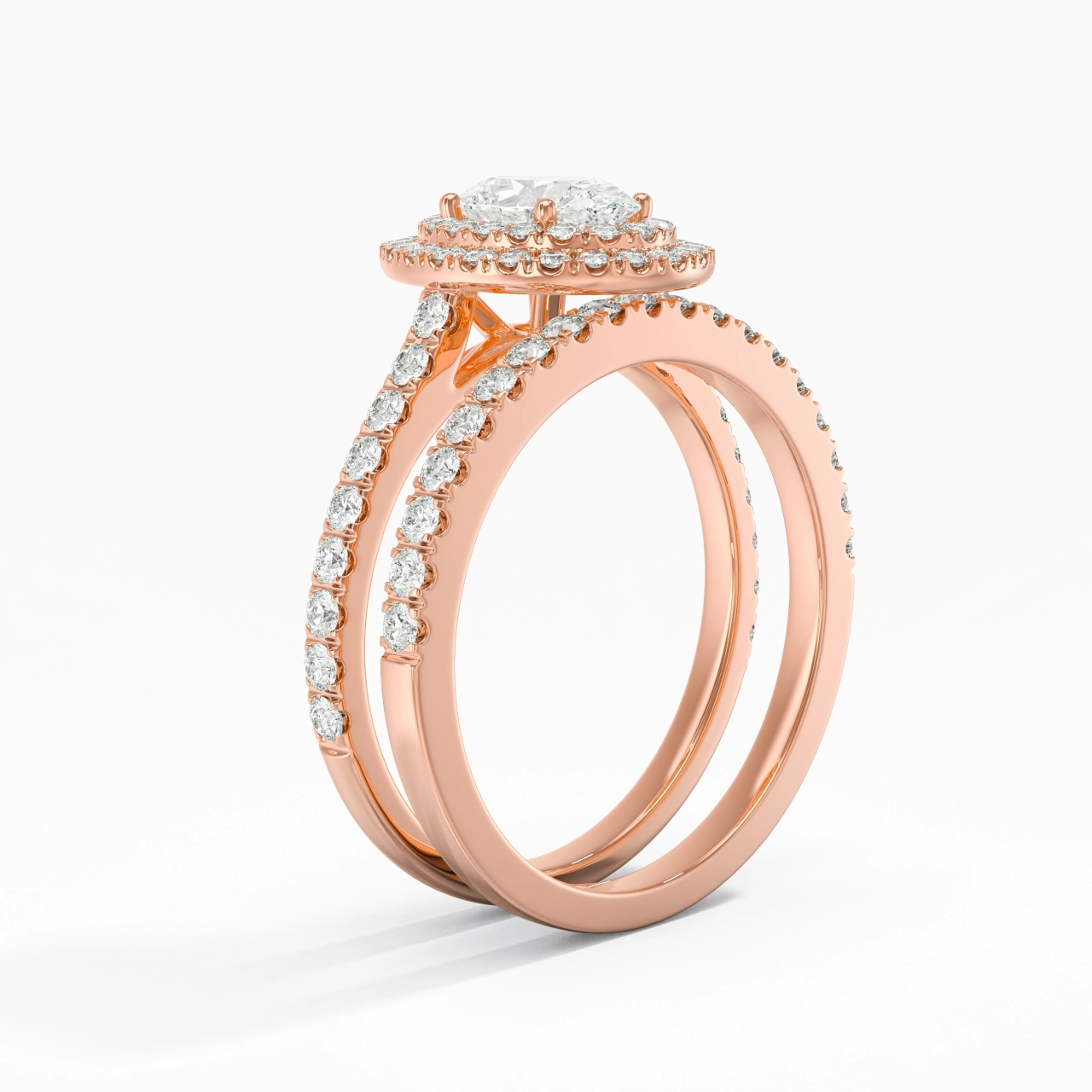 1.00ct Moissanite Bridal Set 14K Rose Gold