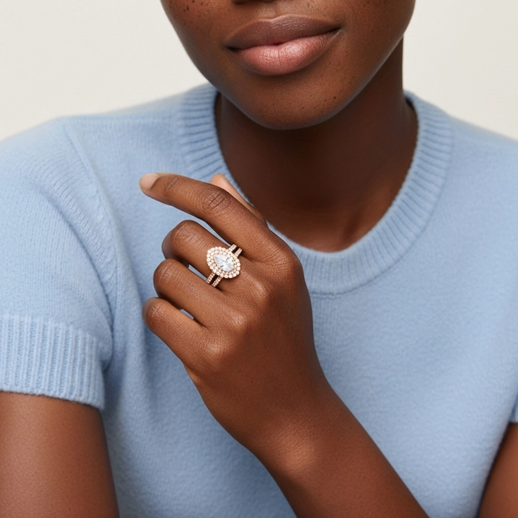 1.00ct Moissanite Ensemble nuptial Or rose 18 carats