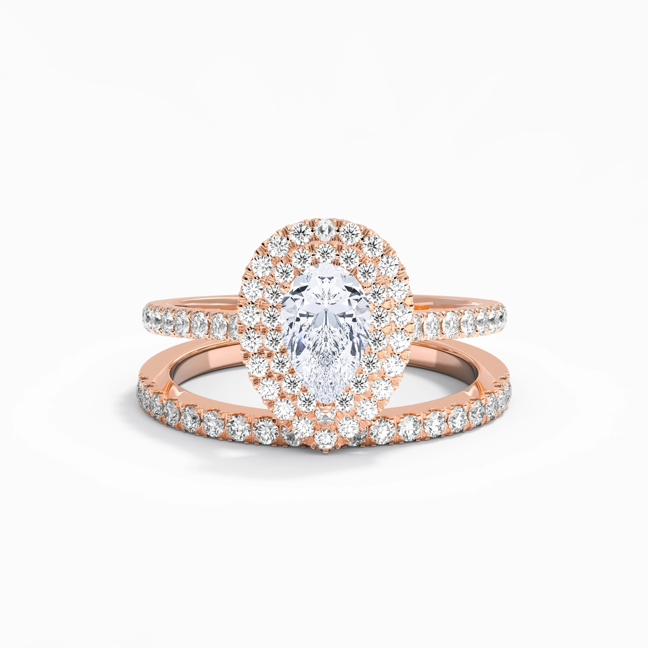1.00ct Moissanite Bridal Set 14K Rose Gold