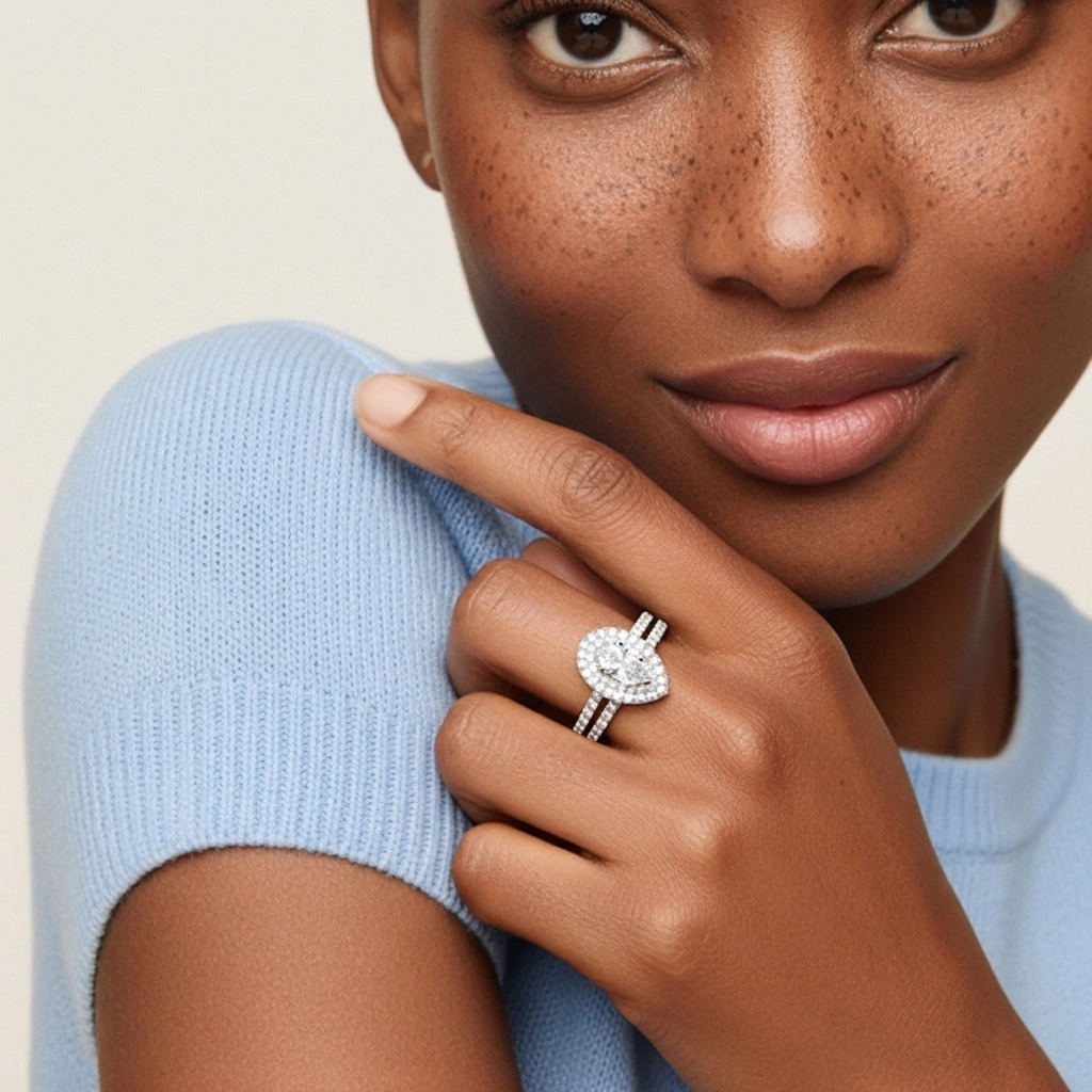 1.00ct Moissanite Ensemble nuptial Platine