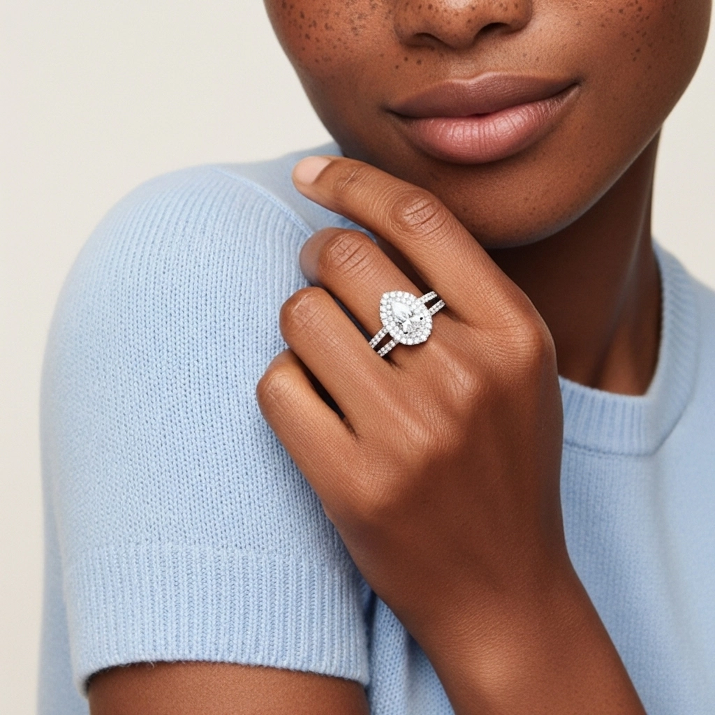 1.00ct Moissanite Ensemble nuptial Platine