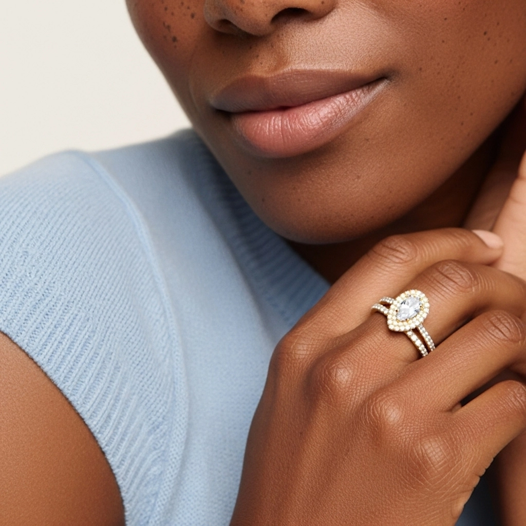 1.00ct Moissanite Bridal Set 925 Sterling Silver