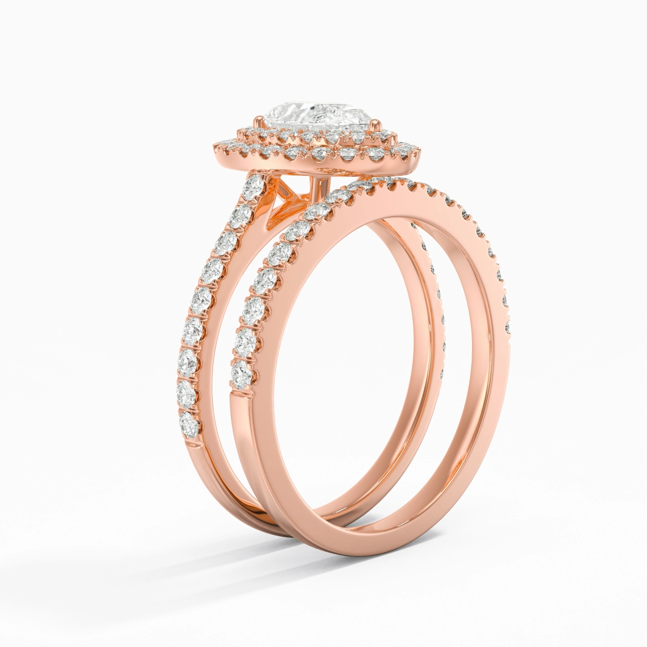 1.00ct Moissanite Bridal Set 14K Rose Gold