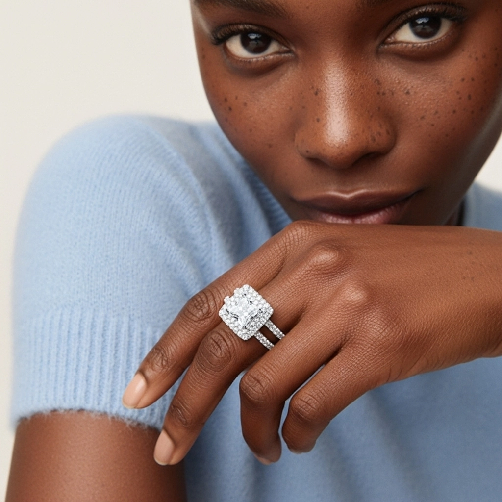 1.00ct Moissanite Ensemble nuptial Platine