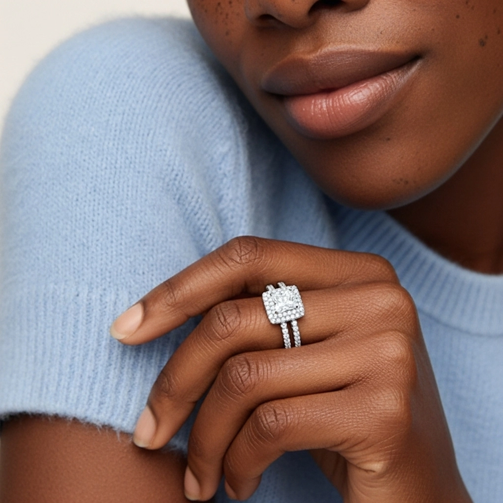 1.00ct Moissanite Ensemble nuptial Platine