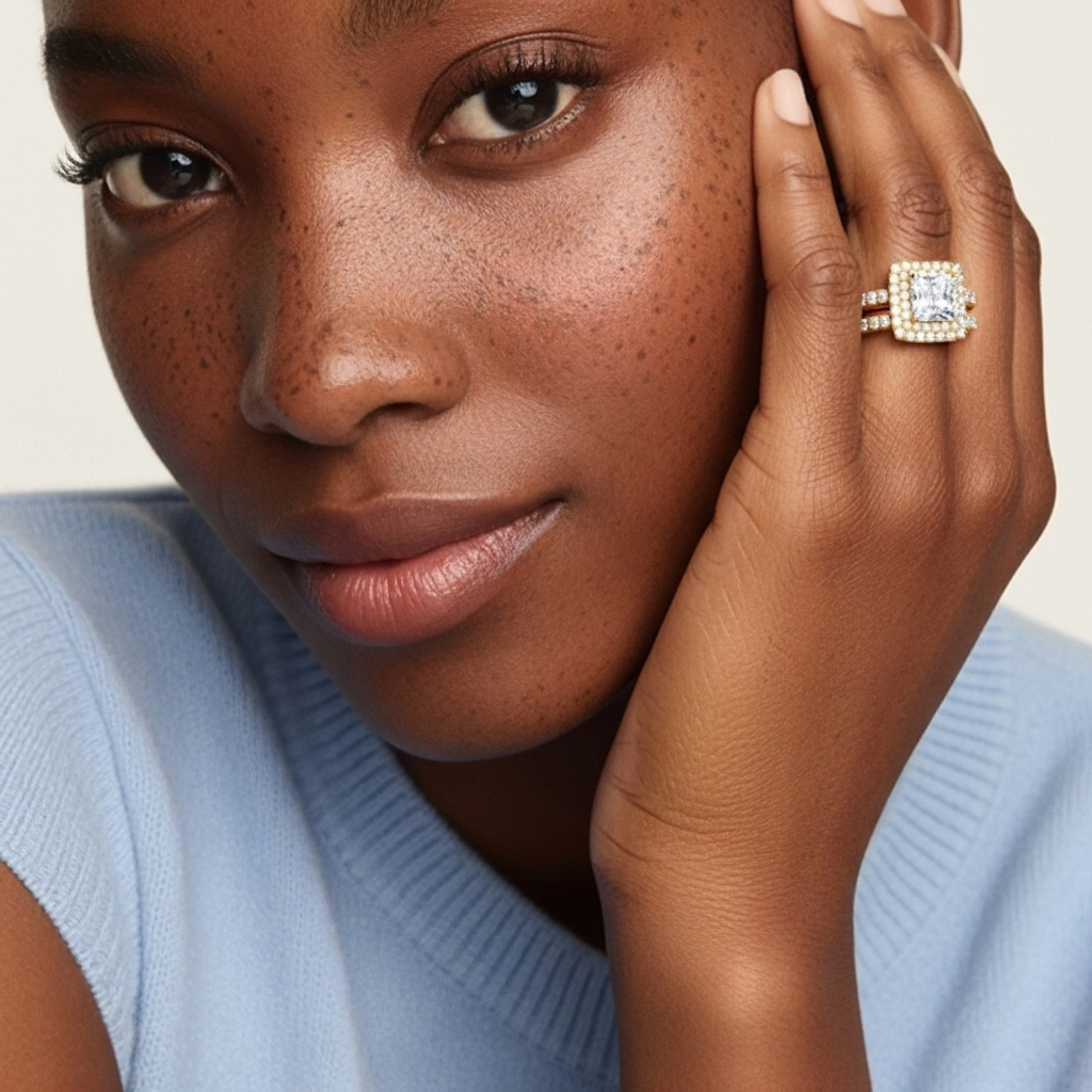 1.00ct Moissanite Ensemble nuptial Argent sterling 925