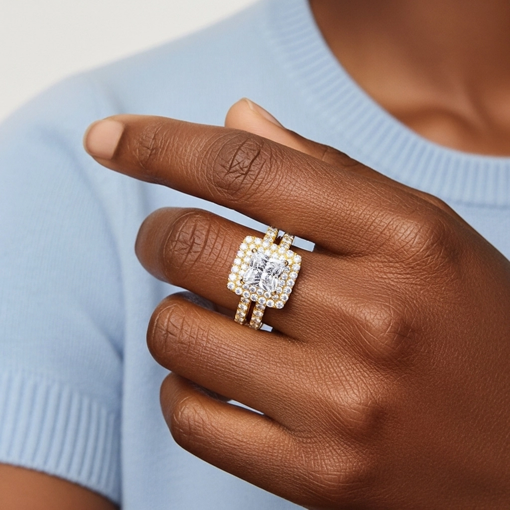 1.00ct Moissanite Ensemble nuptial Argent sterling 925