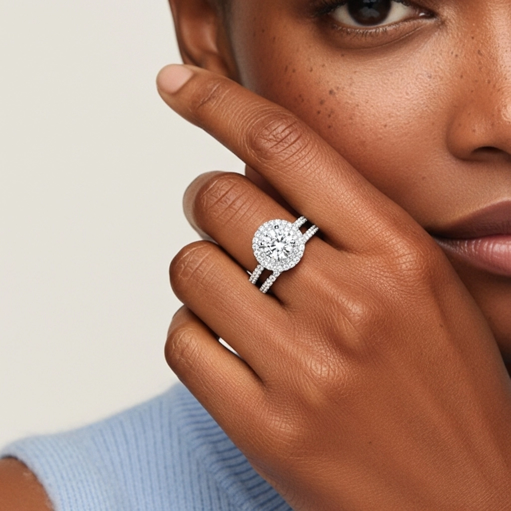 1.00ct Moissanite Ensemble nuptial Argent sterling 925