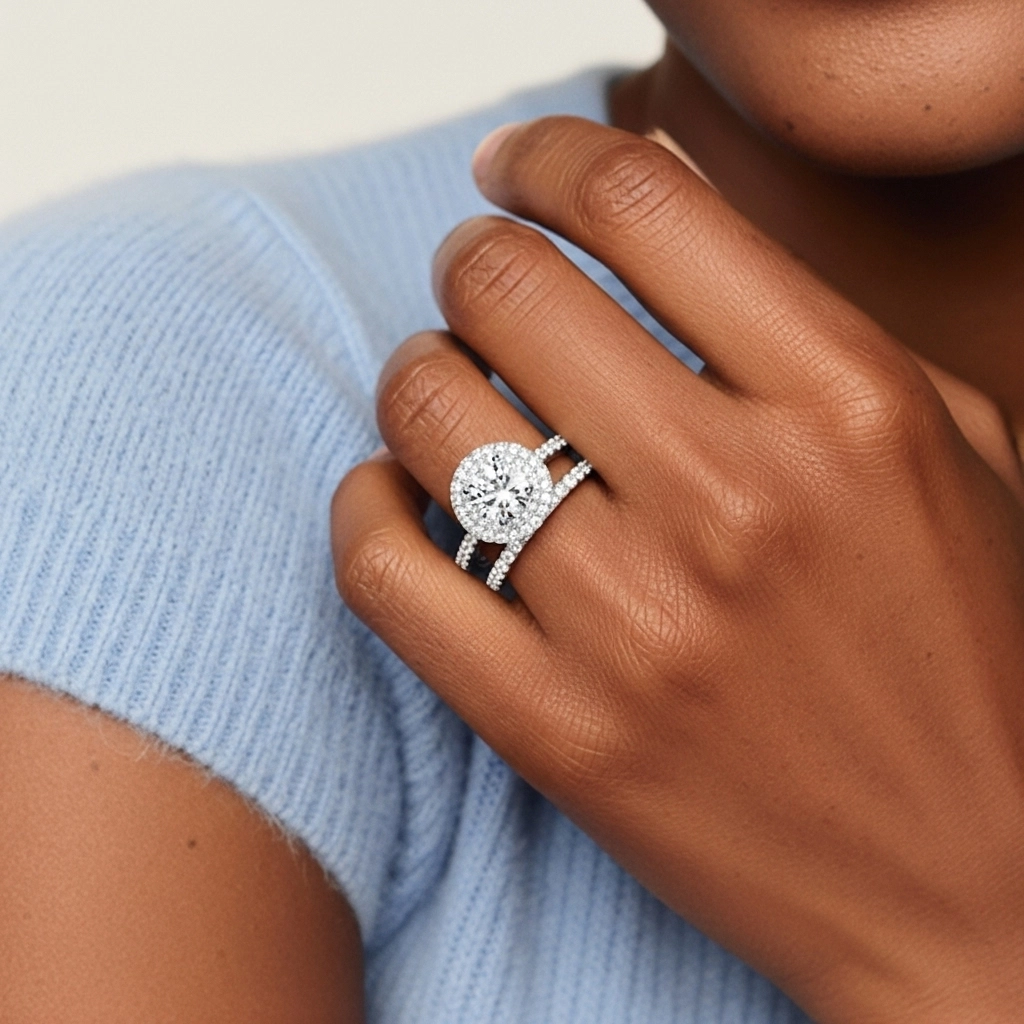 1.00ct Moissanite Ensemble nuptial Argent sterling 925