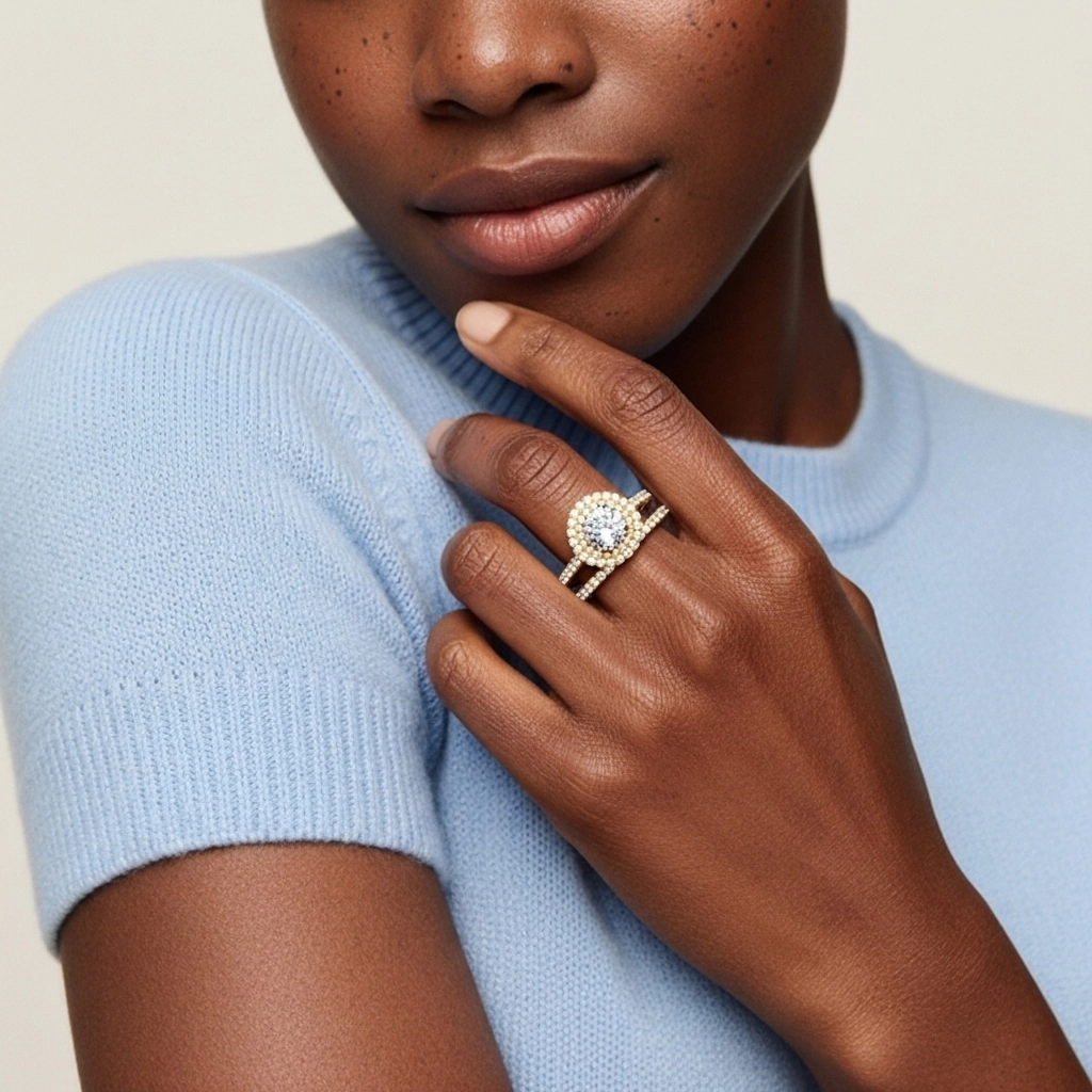 1.00ct Moissanite Ensemble nuptial Argent sterling 925