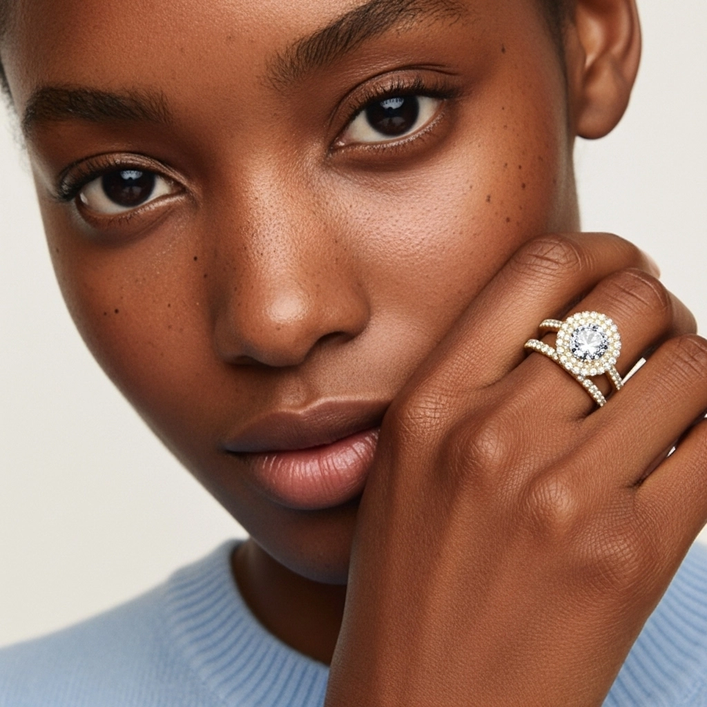 1.00ct Moissanite Ensemble nuptial Argent sterling 925