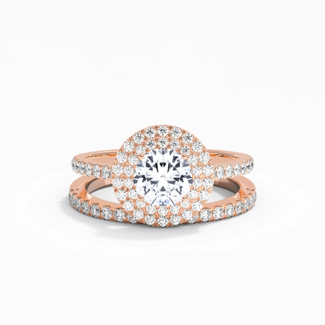 1.00ct Rond Moissanite Ensemble nuptial Argent sterling 925 Double Halo Le luxe Tige Droite 1.00ct Rond Moissanite Ensemble nuptial Argent sterling 925 Double Halo Le luxe Tige Droite