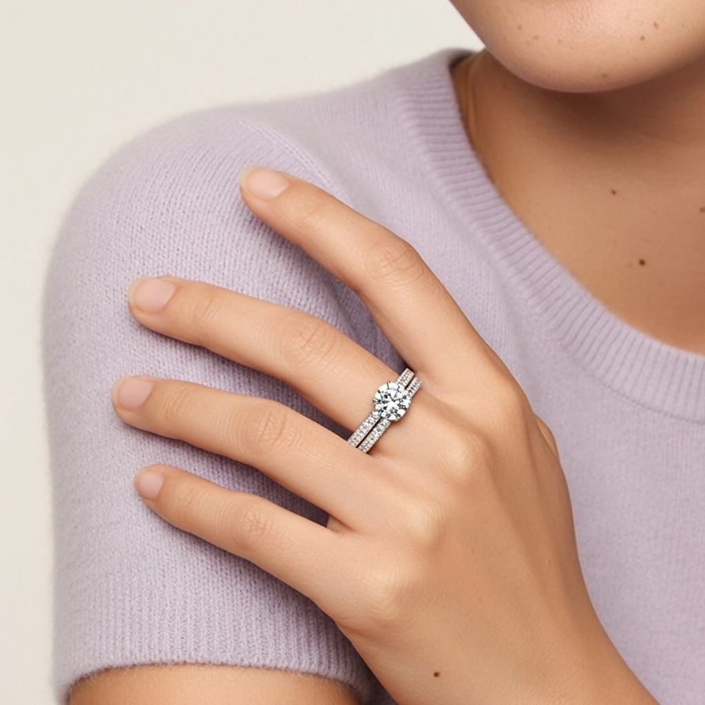 Rétro Perlé Crené Corde Femme Or blanc 18 carats Ensemble nuptial