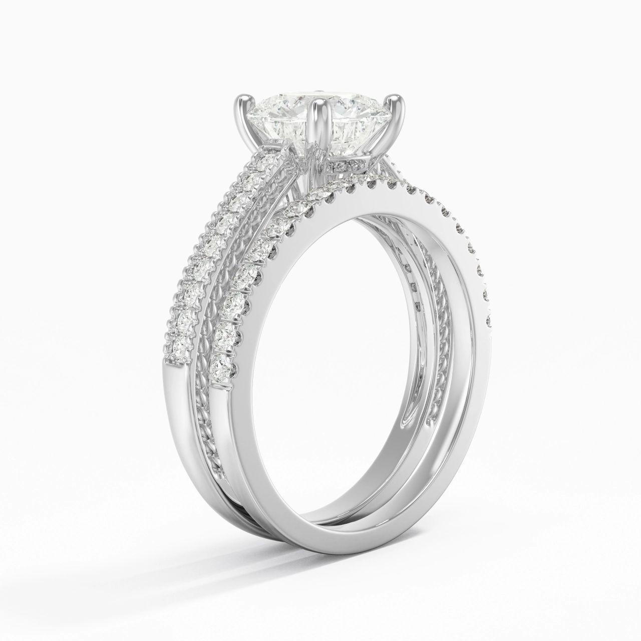 Retro Beaded Milgrain Rope Women 925 Sterling Silver Bridal Set