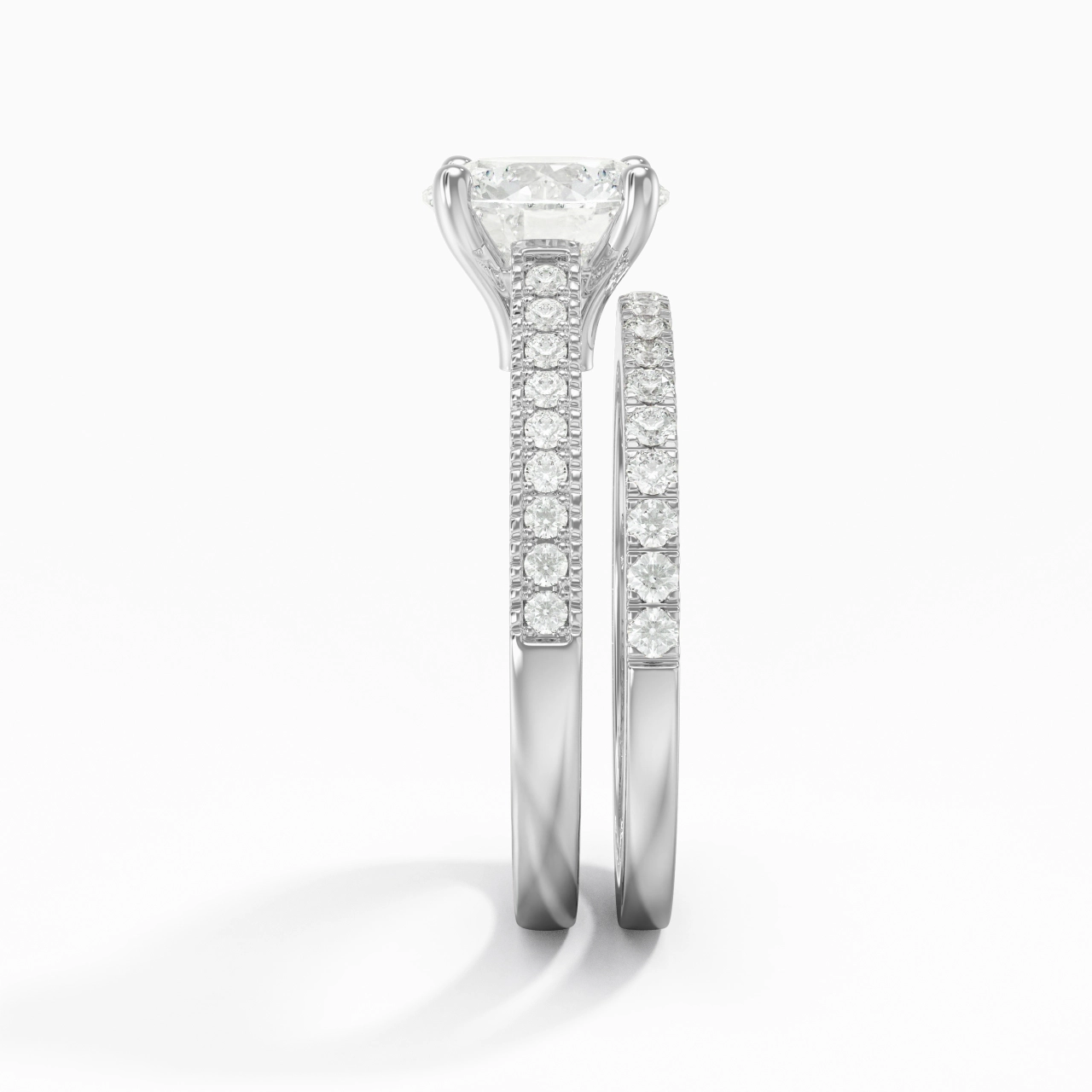 Retro Beaded Milgrain Rope Women 925 Sterling Silver Bridal Set