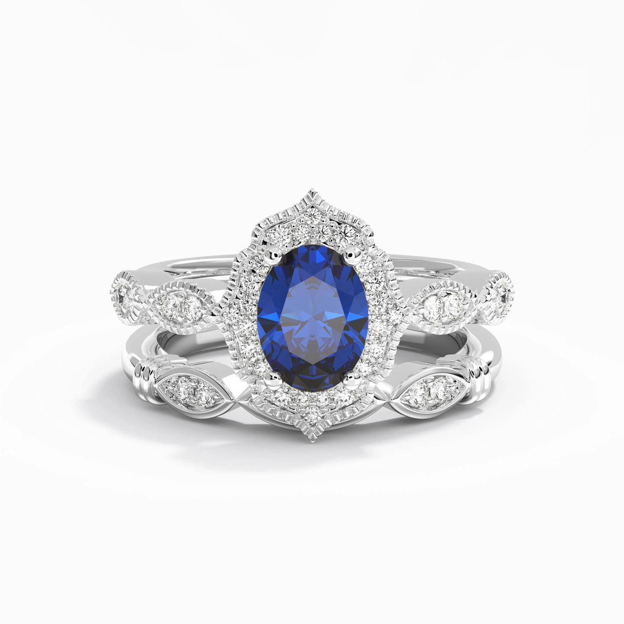 Antique Oval 1.50ct Cubic Zirconia Bridal Set