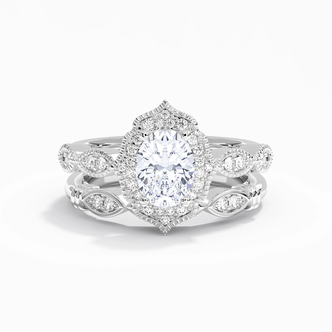 Antique Ovale 1.50ct Moissanite Ensemble nuptial