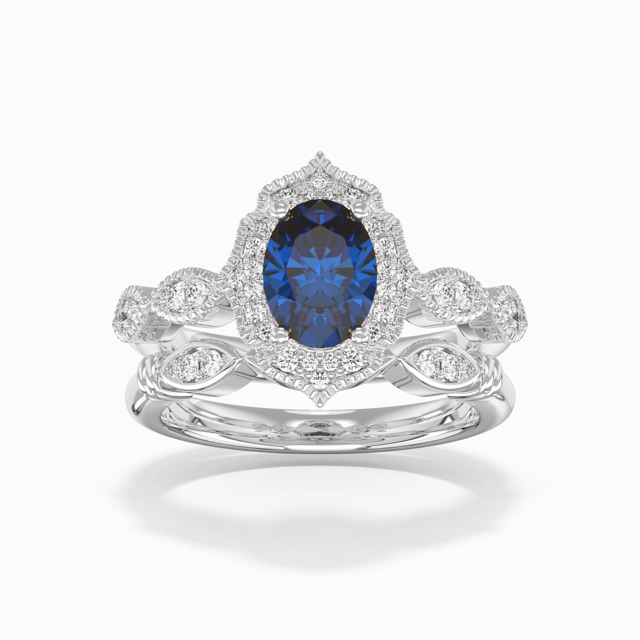 Antique Oval 1.50ct Cubic Zirconia Bridal Set