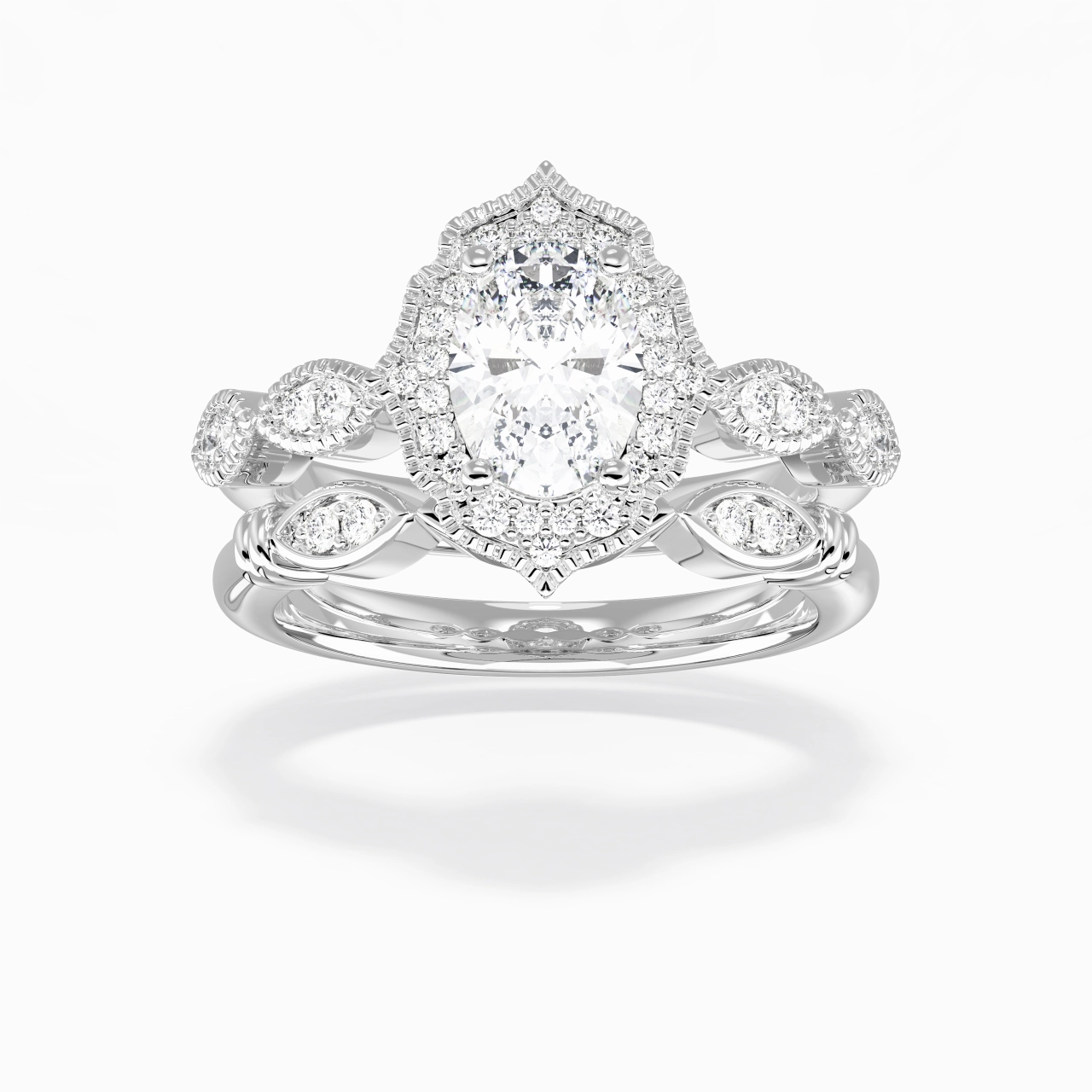 Antique Ovale 1.50ct Moissanite Ensemble nuptial