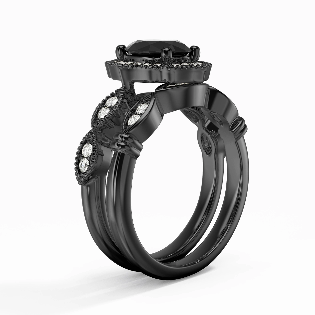 Antique Ovale 1.50ct Zircon cubique Ensemble nuptial