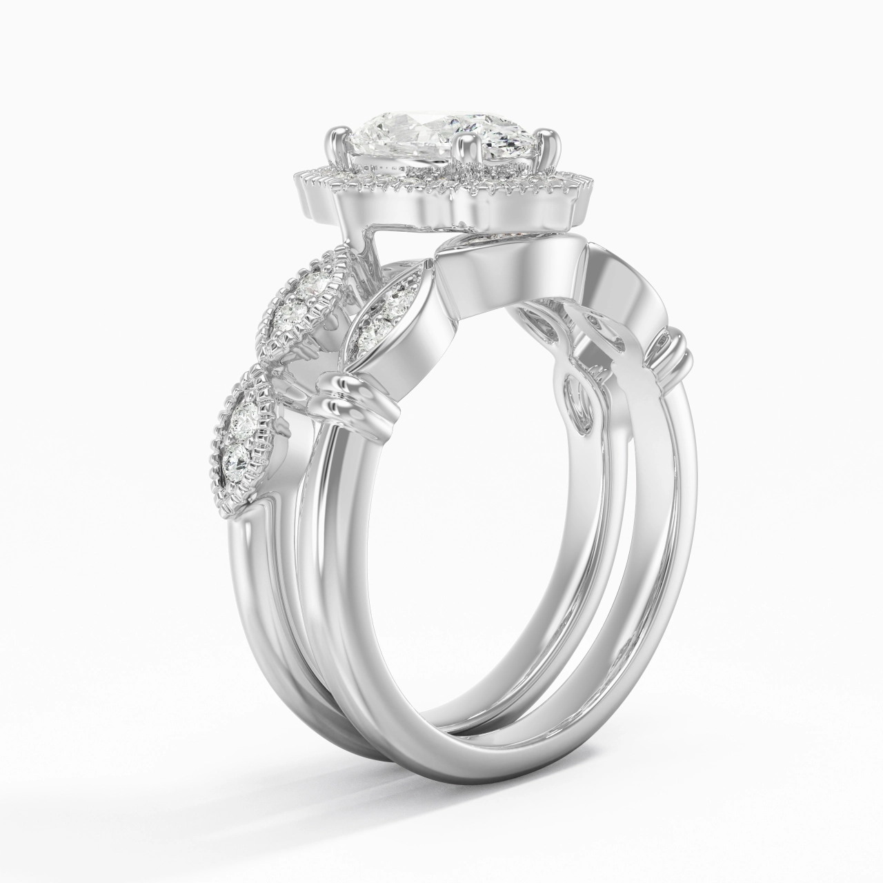 Antique Ovale 1.50ct Moissanite Ensemble nuptial