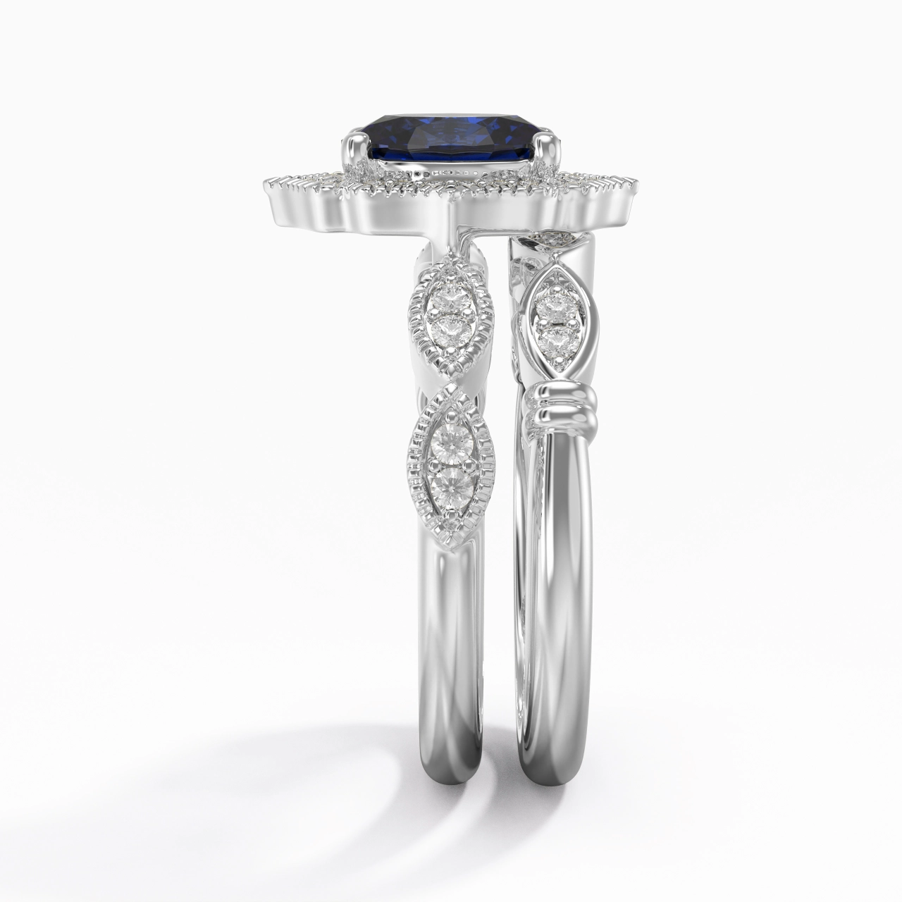 Antique Oval 1.50ct Cubic Zirconia Bridal Set