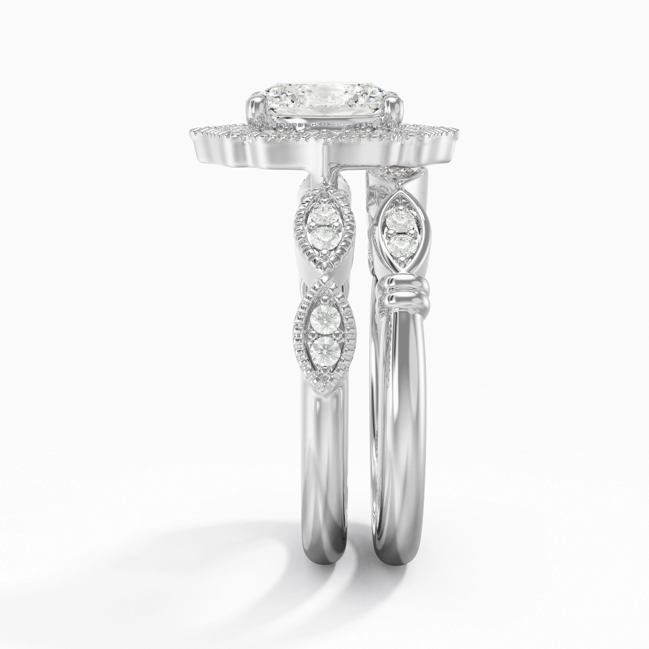 Antique Ovale 1.50ct Moissanite Ensemble nuptial