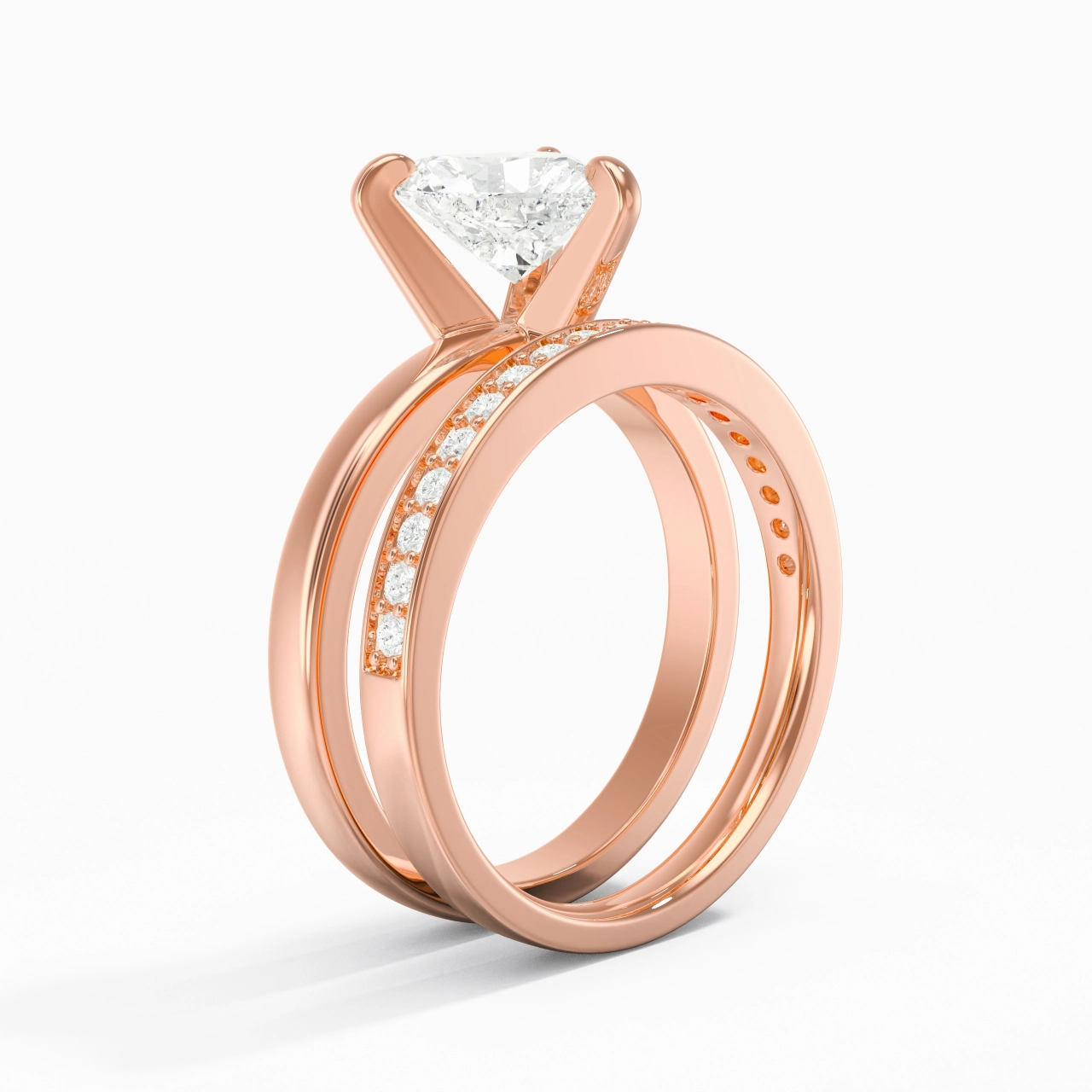 18K Rose Gold Moissanite Bridal Set