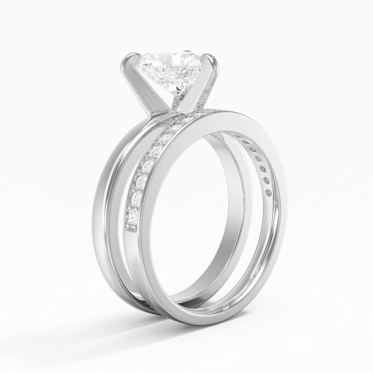 14K White Gold Moissanite Bridal Set
