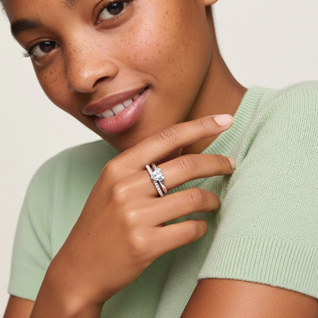 Argent sterling 925 Moissanite Ensemble nuptial