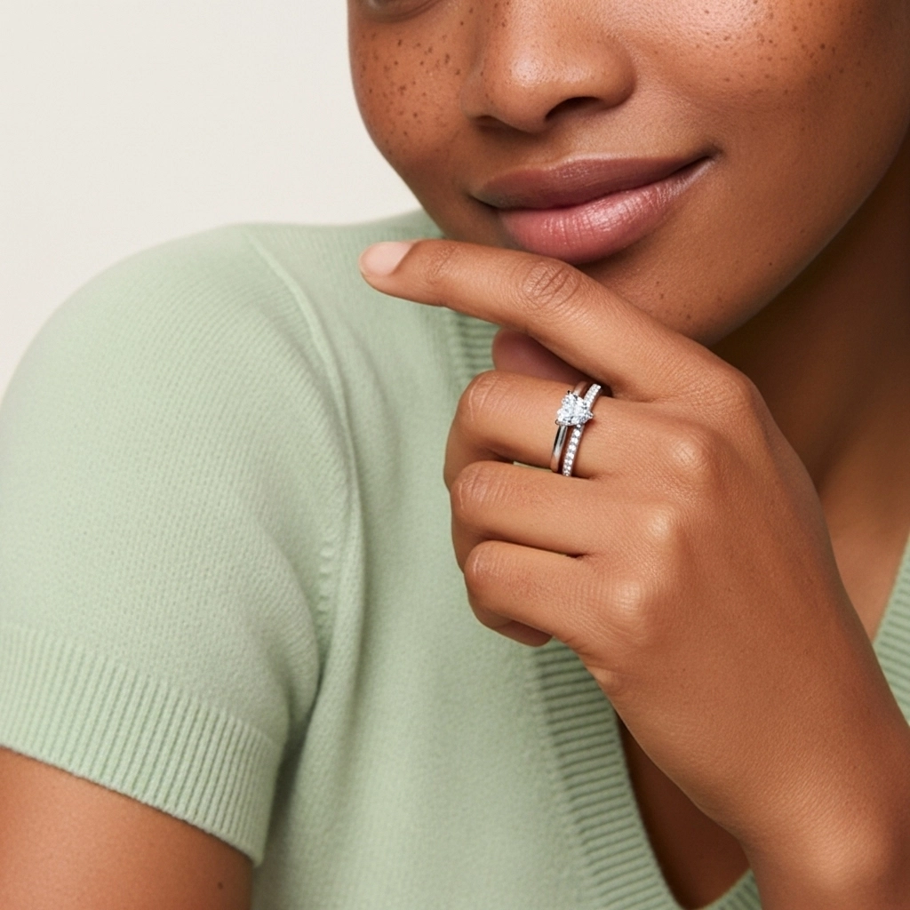 Argent sterling 925 Moissanite Ensemble nuptial