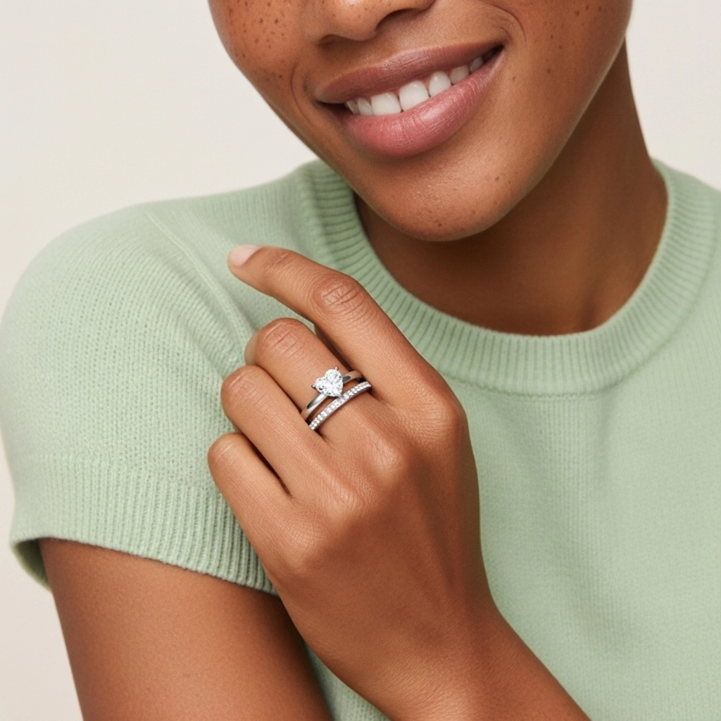 Argent sterling 925 Moissanite Ensemble nuptial