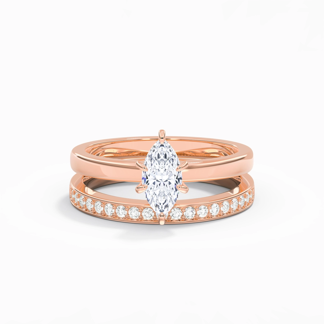 18K Rose Gold Moissanite Bridal Set