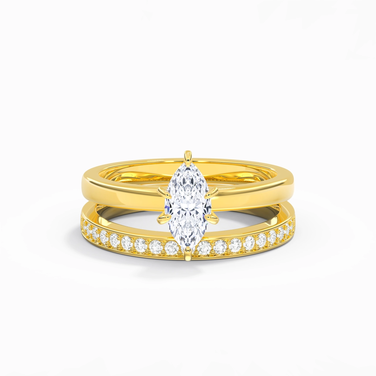 18K Gold Moissanite Bridal Set