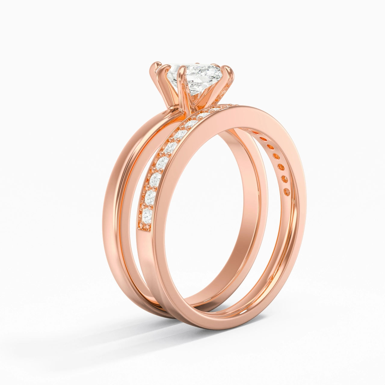 18K Rose Gold Moissanite Bridal Set