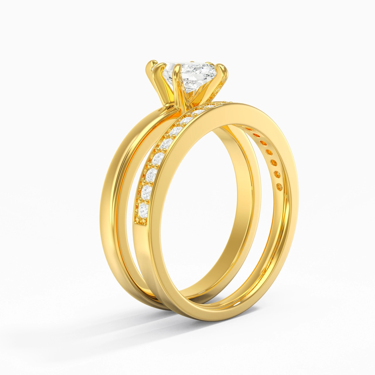 18K Gold Moissanite Bridal Set