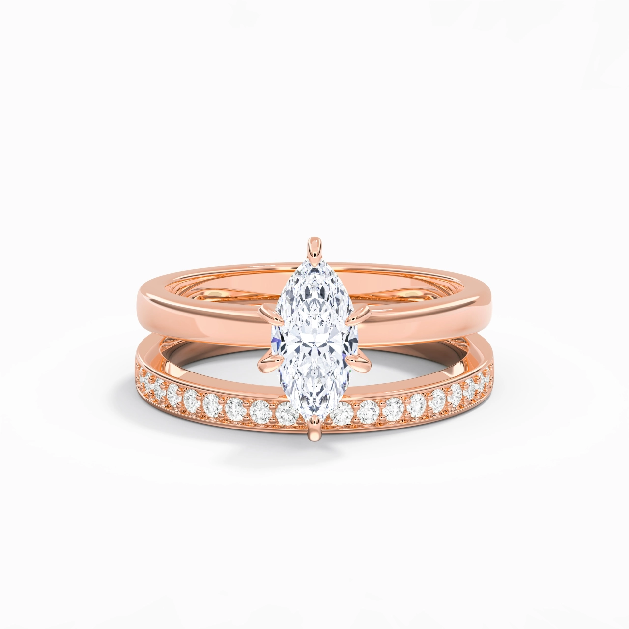 18K Rose Gold Moissanite Bridal Set